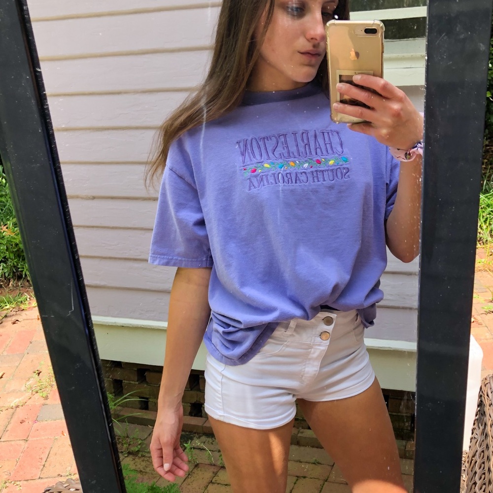 VINTAGE Charleston, SC Purple 100% Cotton Tee